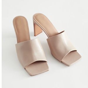 & Other Stories Heeled Leather Square Toe Sandals - Heels / Pumps